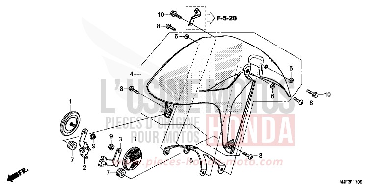 FRONT FENDER for CTX700 ABS DARKNESS BLACK METALLIC (NH463) from 2014